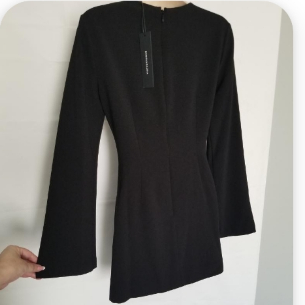 NEW  GBCBGMAXAZRIA BLACK COLOR EMBELLISHED CUTOUT  BELL SLEEVE MINI DRES - Picture 3 of 7